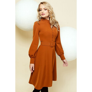 Rochie Pretty Girl camel office in clos accesorizata cu curea