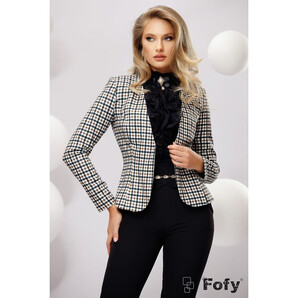 Sacou Fofy office dama elegant cu imprimeu carouri