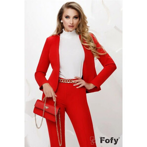 Sacou Fofy office dama elegant rosu cambrat