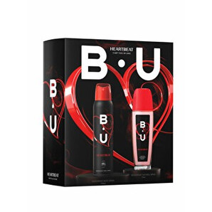 Set cadou BU Heartbeat (Spray de corp 75 ml + Deospray 150 ml), pentru femei