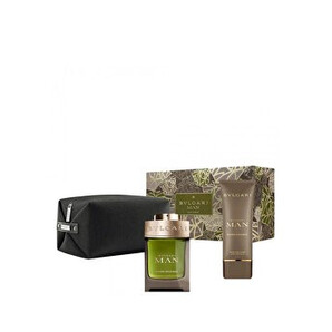 Set cadou Bvlgari Wood Essence (Apa de parfum 100 ml + After shave balsam 100 ml + Geanta cosmetice), pentru barbati