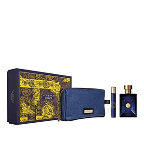 Set cadou Versace Dylan Blue (Apa de toaleta 100 ml + Apa de toaleta 10 ml + Geanta cosmetice), pentru barbati