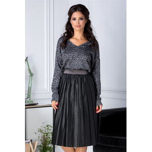 Bluza animal print gri cu spatele gol