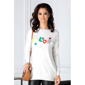 Bluza Color Alba cu aplicatii 3D pufoase