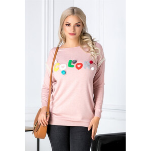 Bluza Color roz cu aplicatii 3D pufoase