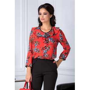 Bluza dama corai cu floricele albastre