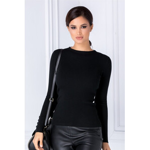 Bluza Katy neagra cu nasturi la maneci