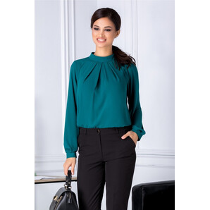 Bluza Leonard Collection verde cu pliuri la bust