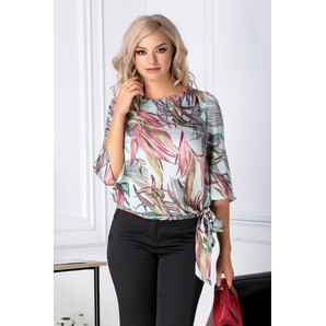 Bluza Lorena bleu cu imprimeu exotic