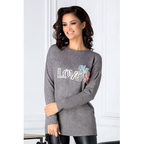 Bluza Love gri cu aplicatii 3D