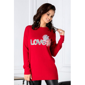 Bluza Love rosie cu aplicatii 3D