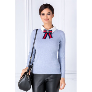 Bluza Malina bleu cu guler alb