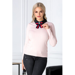 Bluza Malina roz cu guler negru