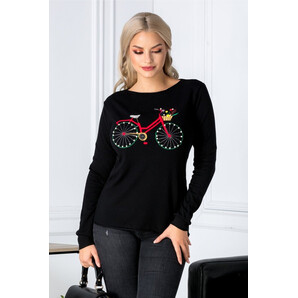 Bluza neaagra cu bicicleta brodata si perlute