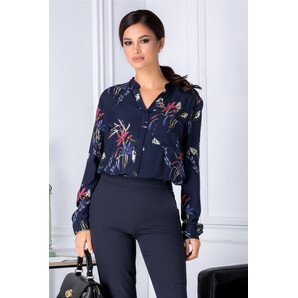 Bluza Selena bleumarin cu imprimeu floral