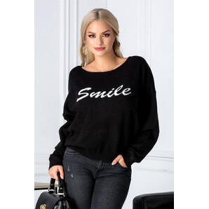 Bluza Smile neagra cu croi larg