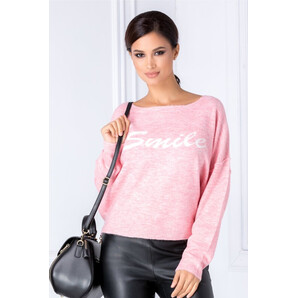 Bluza Smile roz cu croi lejer