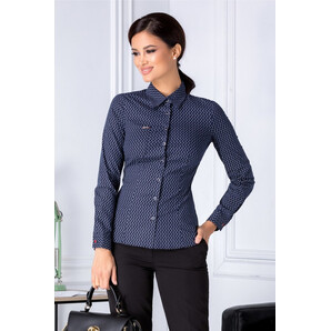 Camasa Rodica bleumarin cu imprimeuri albe