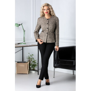 Compleu cu pantaloni negri si sacou texturat cu detalii aurii