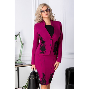 Compleu LaDonna fucsia cu broderie neagra