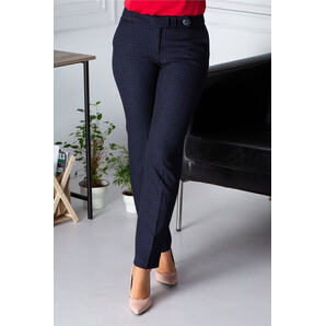Pantaloni Cristina office bleumarin cu carouri