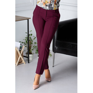 Pantaloni LaDonna office bordo cu dunga