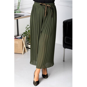 Pantaloni Mella kaki creponati