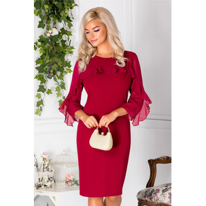 Rochie Alissa bordo cu volanase