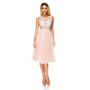 Rochie BBY rose din tull cu broderie la bust