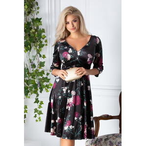 Rochie Becca neagra clos cu imprimeuri florale