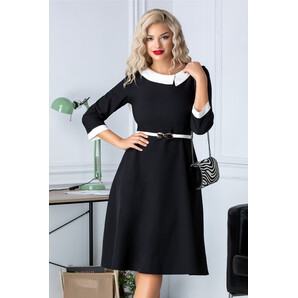 Rochie Karina neagra in clos cu guler alb