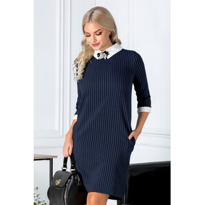 Rochie Katy office bleumarin cu dungi