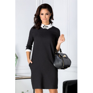 Rochie Katy office neagra cu dungi