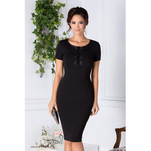 Rochie LaDonna neagra cu flori brodate