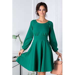 Rochie LaDonna verde cu nasturi la baza gatului