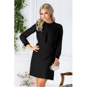 Rochie Moze neagra cu fir argintiu si insertii din catifea