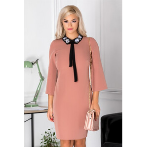 Rochie Moze office coniac cu aplicatii 3D la guler