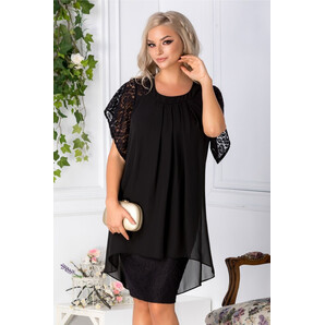 Rochie Olivia neagra din voal si dantela