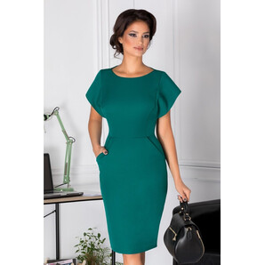 Rochie Thea verde conica cu buzunare