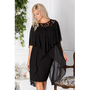 Rochie Verona neagra de ocazie cu broderie si voal