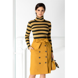 Bluza Anisia tip body cu dungi galbene