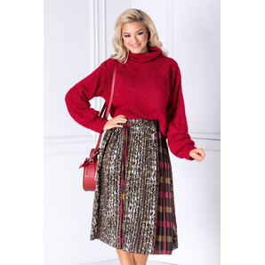 Bluza bordo din tricot catifelat cu fir stralucitor