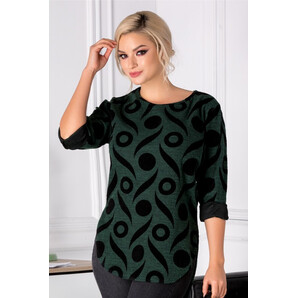 Bluza Cary verde cu insertii catifelate