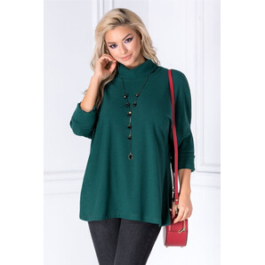 Bluza Oly verde cu guler rulat