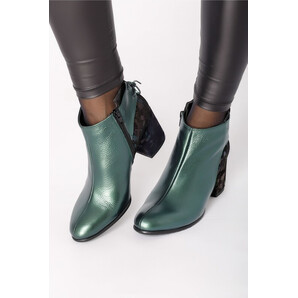 Botine Shiny scurte verde metalizat