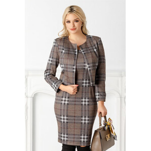 Compleu Aria office cu carouri maro