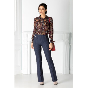 Pantaloni Simi bleumarin cu dungi roz