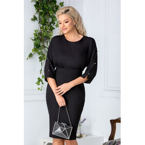 Rochie Alive office neagra cu decupaje discrete la maneci