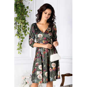 Rochie Becca verde clos cu imprimeuri florale