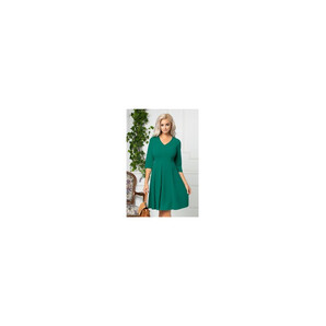 Rochie Camille office verde inchis cu manecute